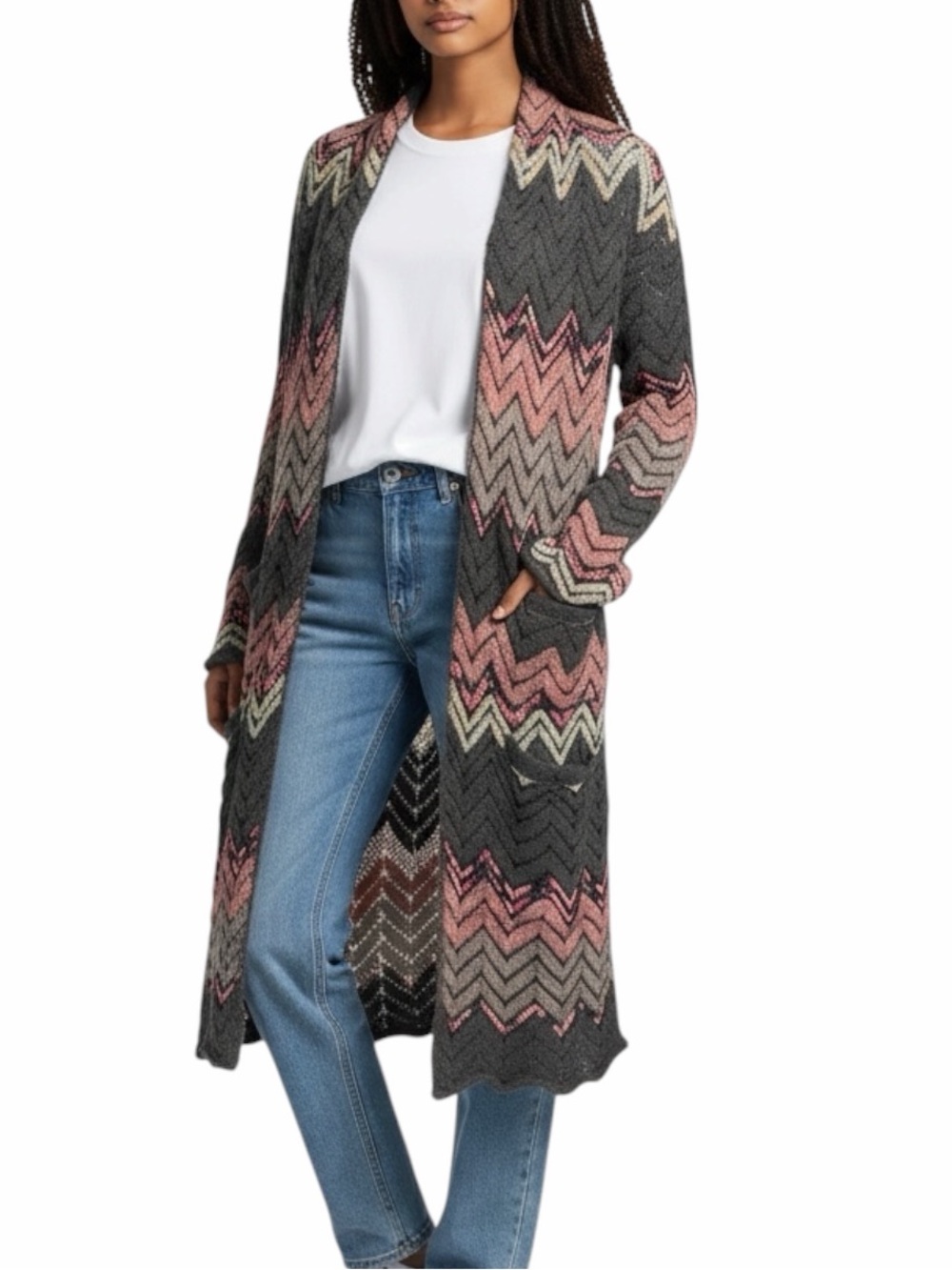 Lucky Brand Chevron Longline Cardigan Duster